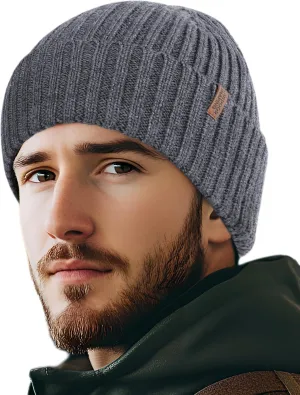 OUTDOOR SHAPING Merino Wool Beanie for Men & Women, Unisex Daily Cuffed Plain Knit Hat, Soft Warm Winter Hat