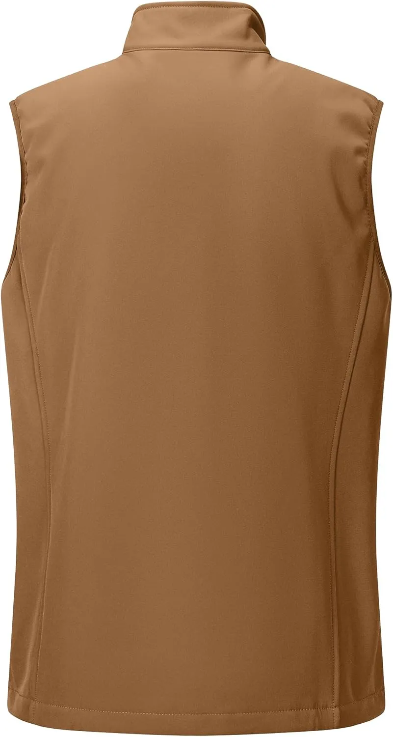 Outdoor Ventures Men's Running Vest Outerwear, Lightweight Windproof Fleece-Lined Softshell Sleeveless Jacket for Golf