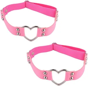 Outman 2Pcs Adjustable Punk Rock Thigh Garter Heart Leg Garter Belts for Parties Music Festival