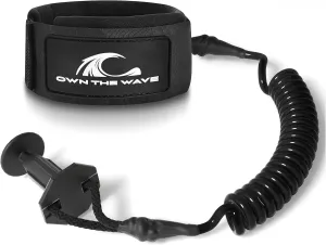 Own the Wave Bodyboard Leash  Premium Coil 4ft Coiled Wrist Boogie Board Leashes with Plug