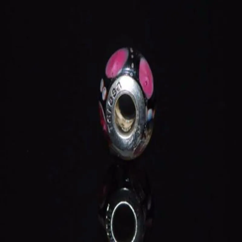 Pink Paw Print Murano Charm Bead