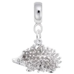 Porcupine Charm Dangle Bead In Sterling Silver