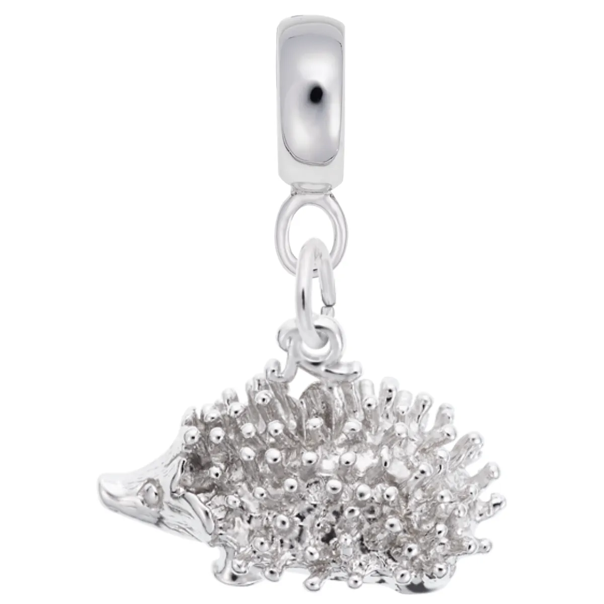 Porcupine Charm Dangle Bead In Sterling Silver