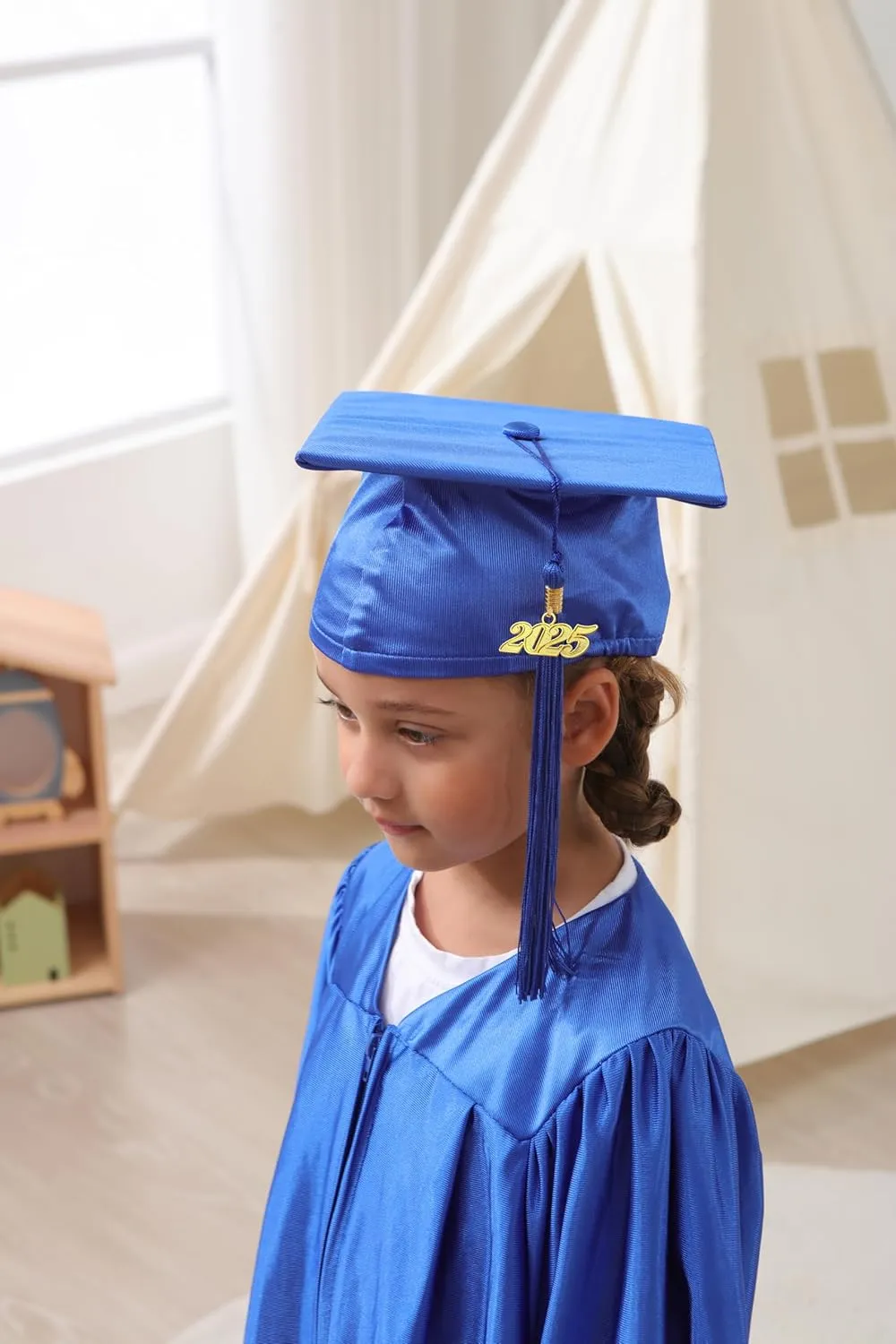 Preschool & Kindergarten Graduation Cap and Gown, with Tassel 2025 Charm Sets