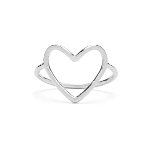 Pura Vida Big Heart Ring ~ Silver