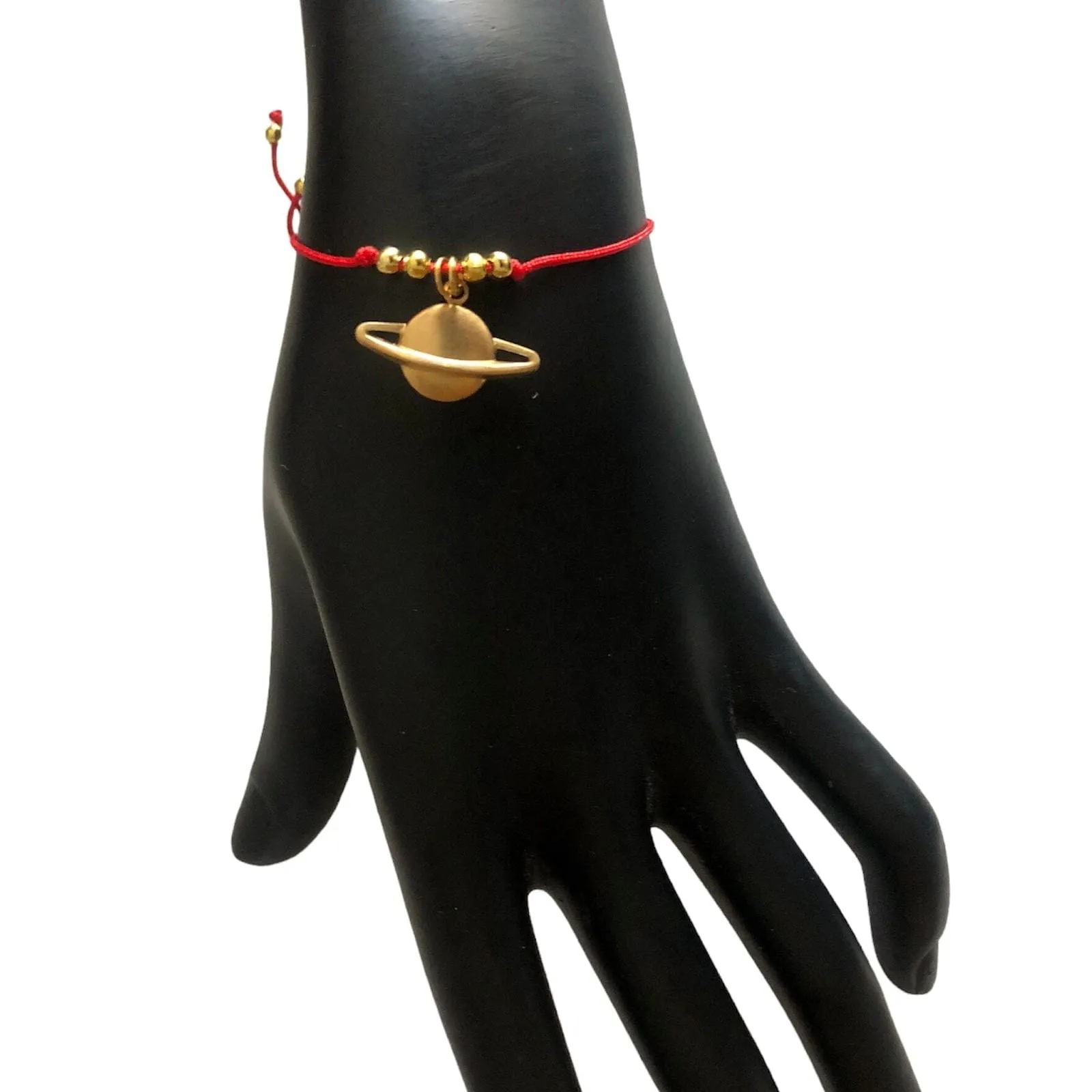 Red String Adjustable Bracelet with Gold Plated Charm