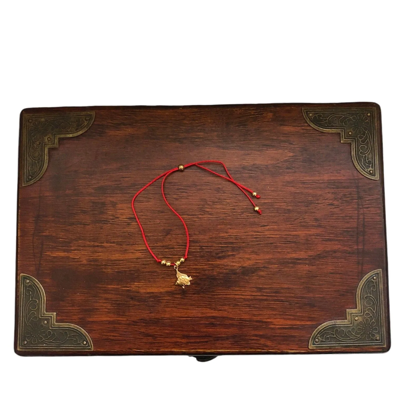 Red String Adjustable Bracelet with Gold Plated Charm
