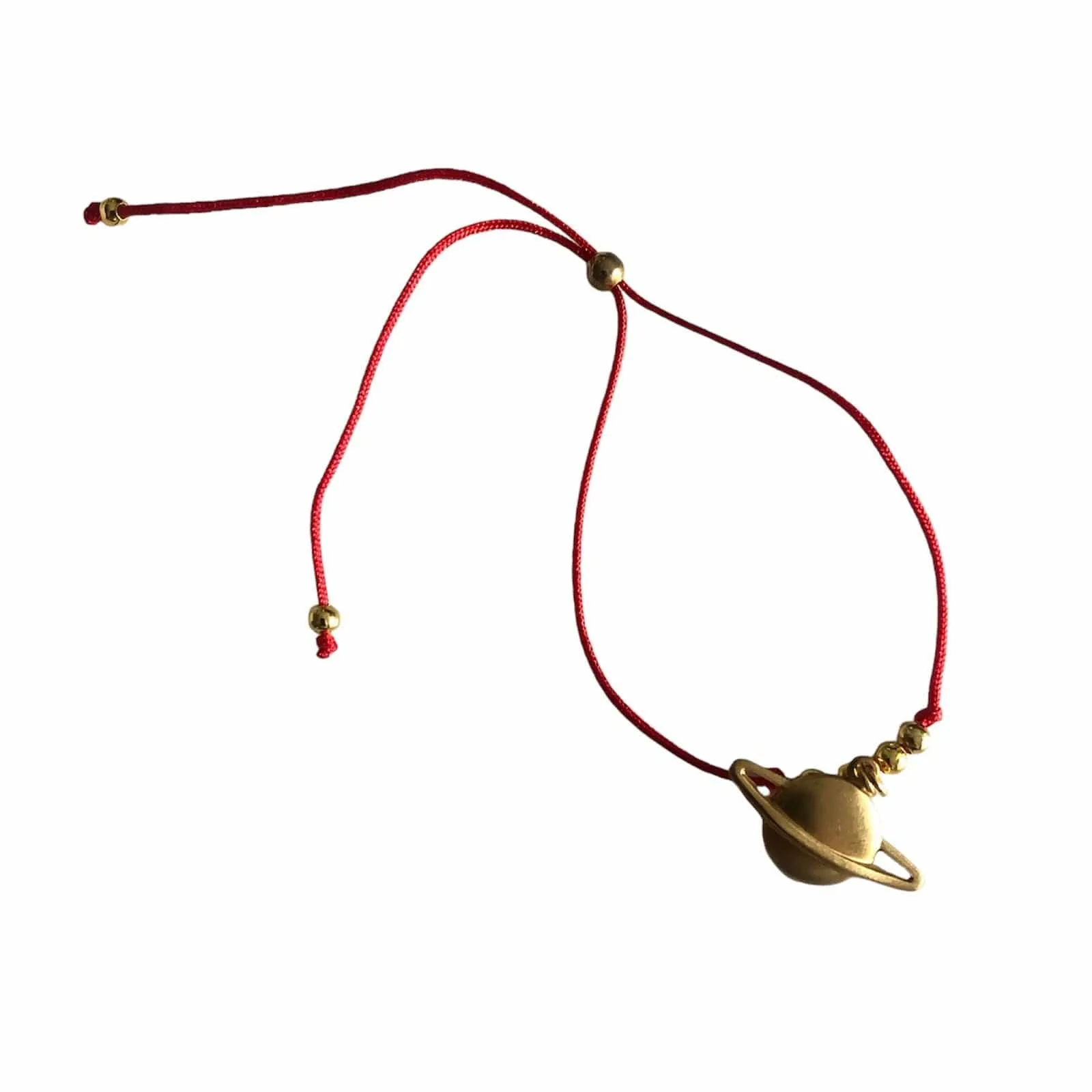 Red String Adjustable Bracelet with Gold Plated Charm