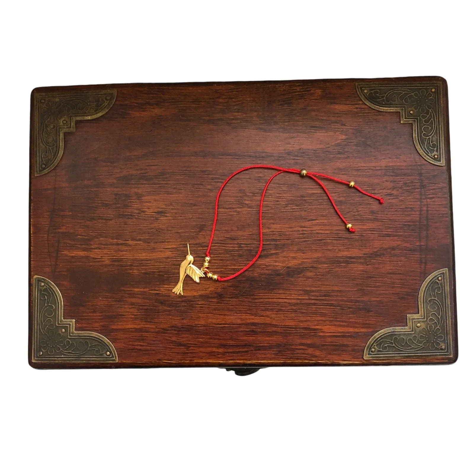 Red String Adjustable Bracelet with Gold Plated Charm