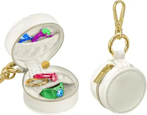 Ring Holder Keychain & Travel Jewelry Holder - Compact Sport-Friendly Keychain Case for Gym, Swimming, Jewelry Storage (White) - Water-Resistant Portable Organizer for Rings, Earrings, Necklaces