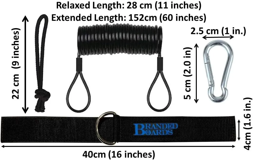 Safety Leash with Heavy Duty Wrist/Ankle Cuff, Carabiner & Paracord Loop. Boogie Boards, Snowboards, Surf Boards, SUP, Ski Scooters, Snowskates, Sleds, Dog Pet Lanyard
