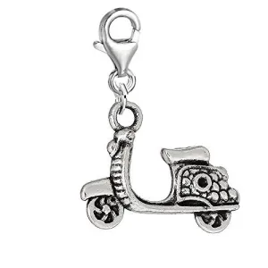 Scooter, Motorcylce Bike Clip on Pendant Charm for Bracelet or Necklace