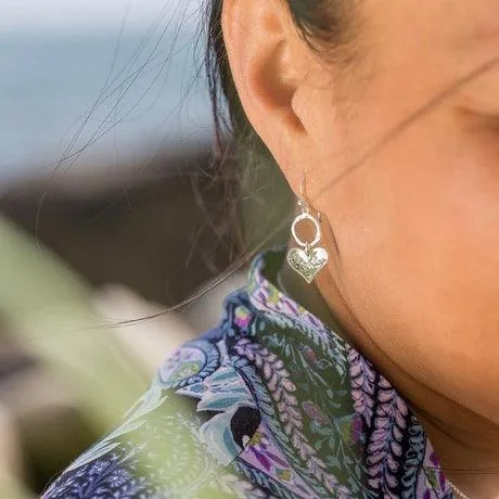 Sea Gems Silver Cornish Circle & Heart Drop Earrings