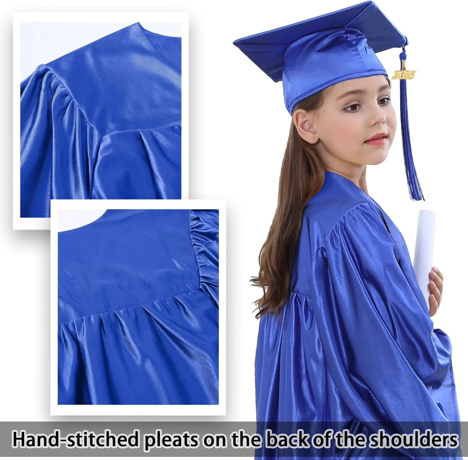 Shiny Kindergarten Preschool Graduation Cap Gown Stole with 2025 Tassel Certificate