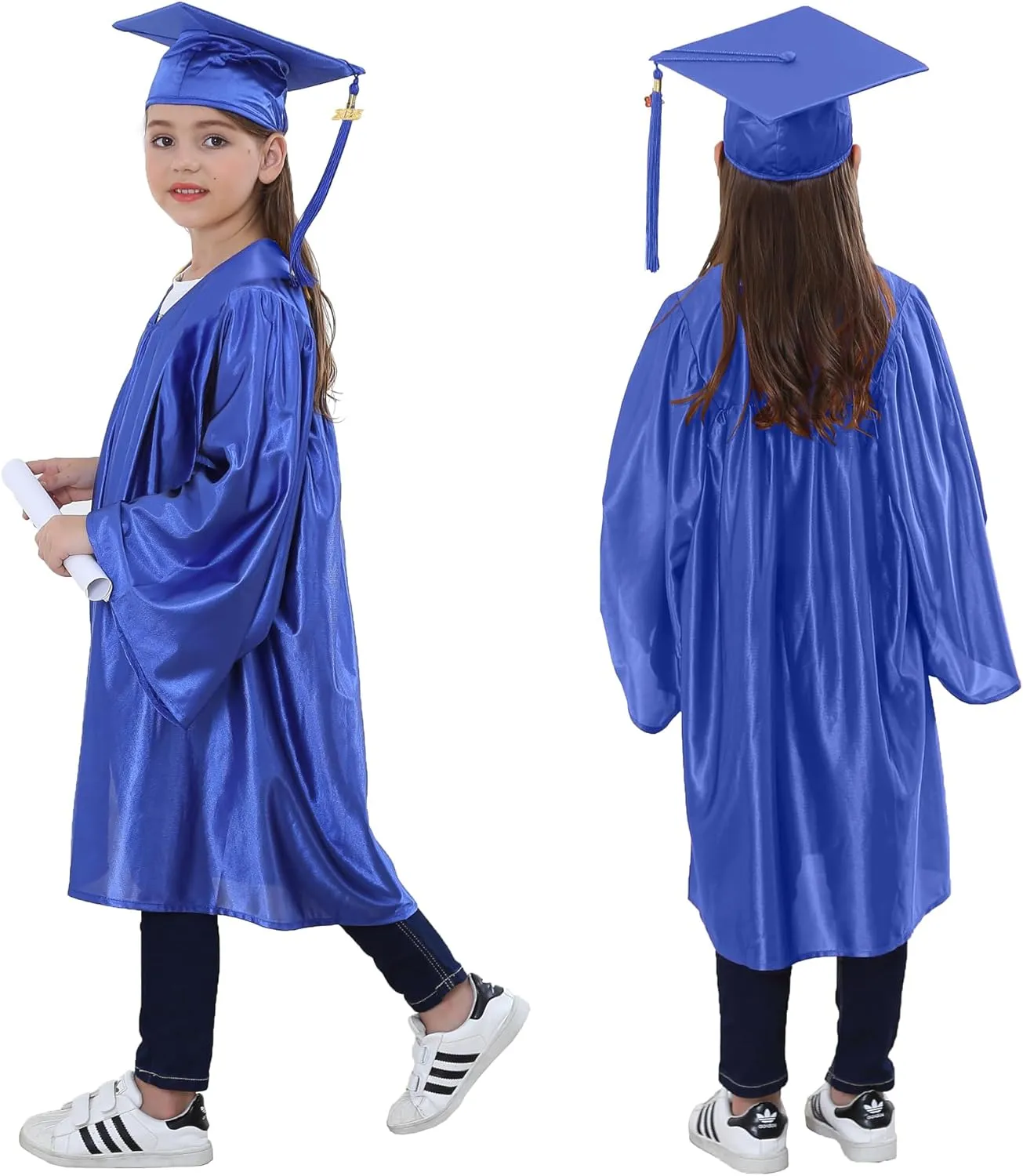 Shiny Kindergarten Preschool Graduation Cap Gown Stole with 2025 Tassel Certificate