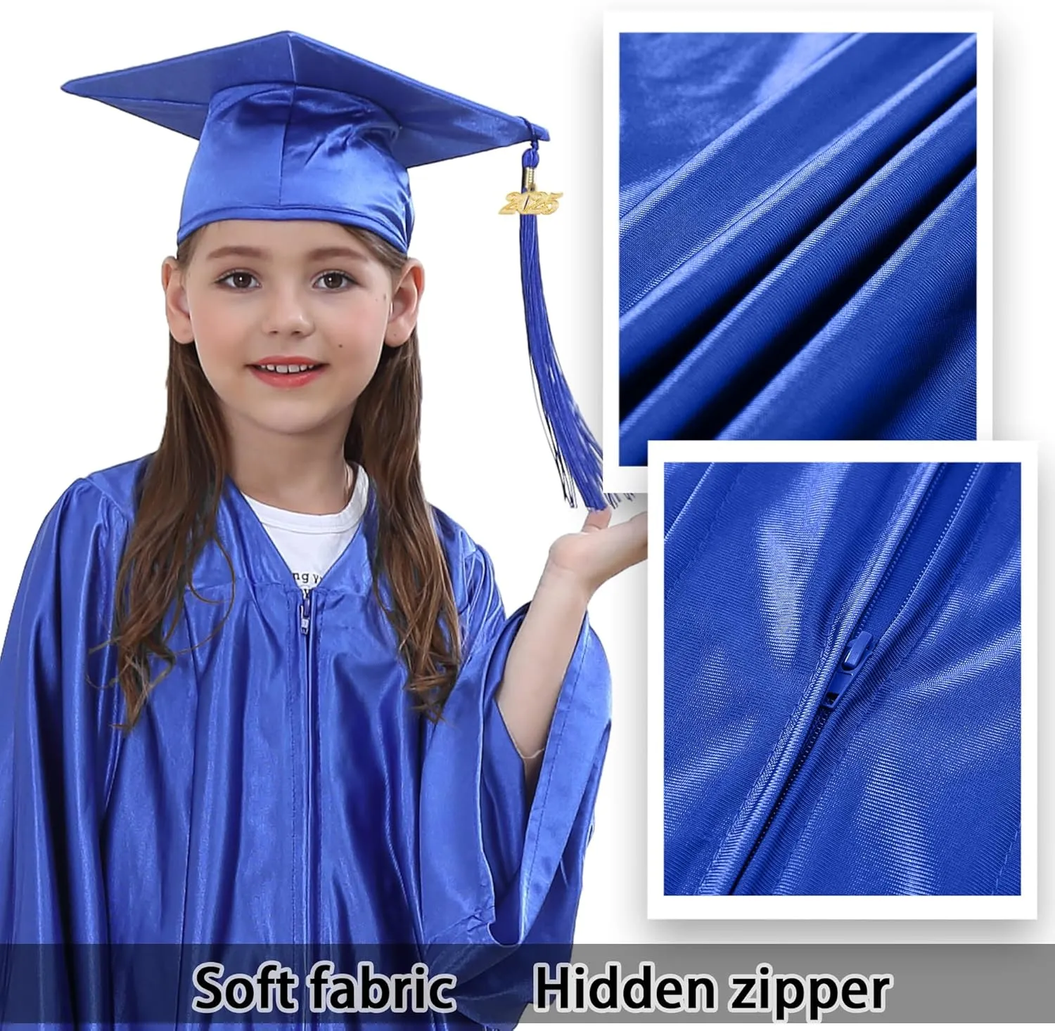 Shiny Kindergarten Preschool Graduation Cap Gown Stole with 2025 Tassel Certificate