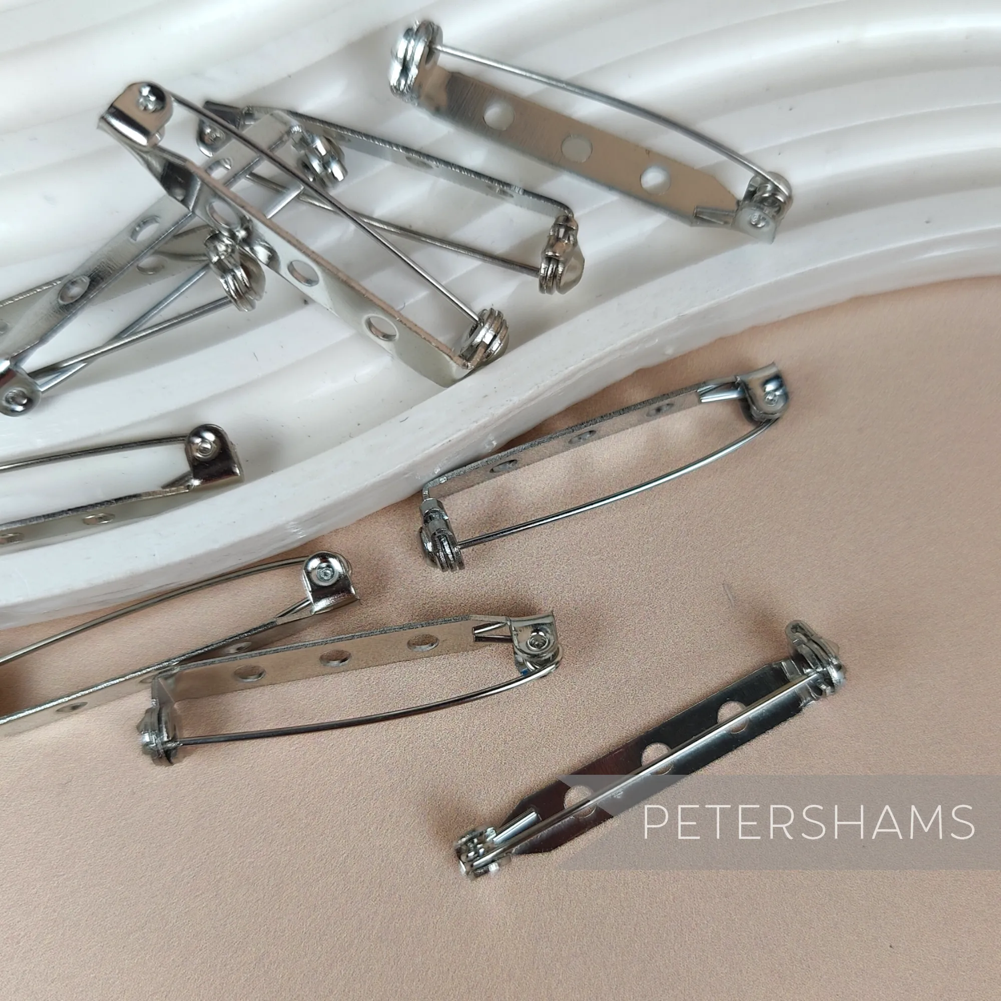 Silver Brooch Pin Clip with Swivel Lock - Pack of 10