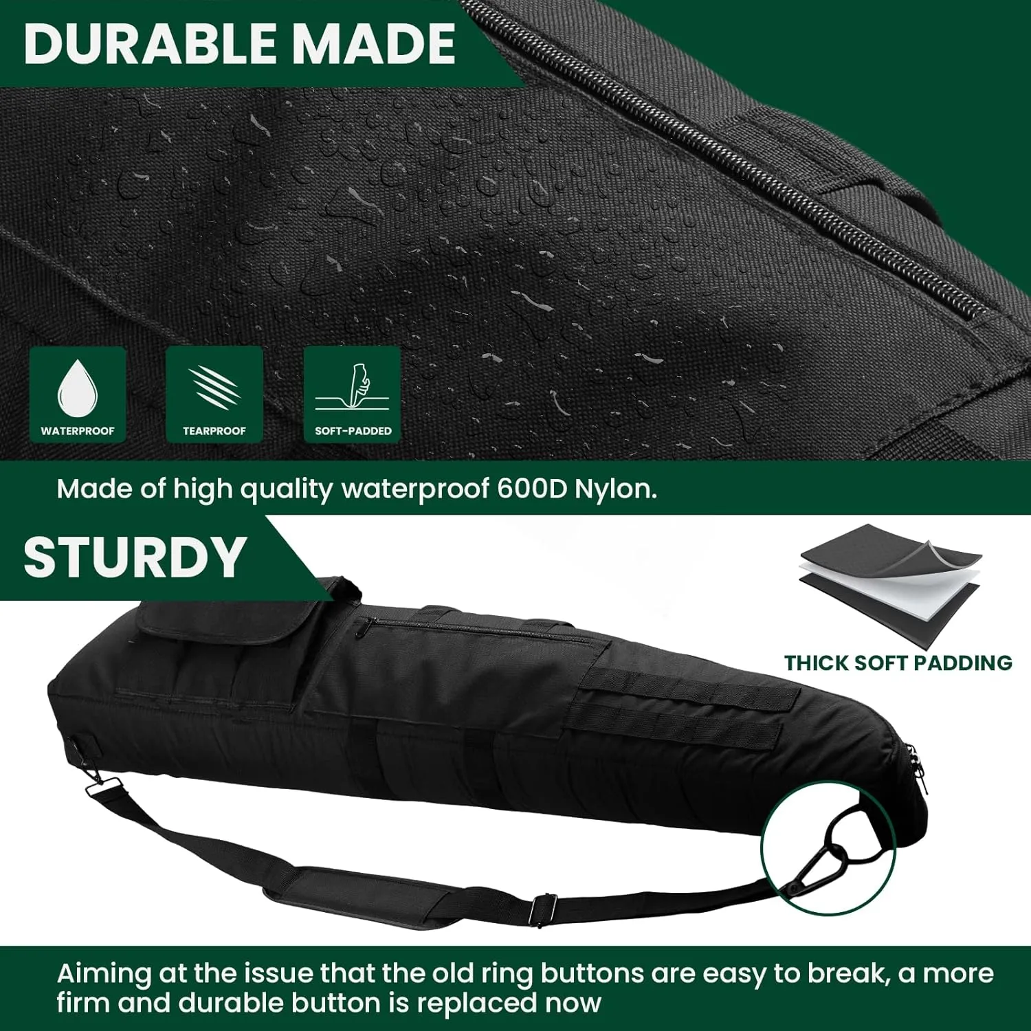 Soft Double Shotgun Rifle Case 38 42 44 46" 52" Long Gun Bag w/Padded Handle - Adjustable Sling Dual Lockable Zippers, Multiple Magazine Holder Pouches Outdoor Tactical Accessory Bags