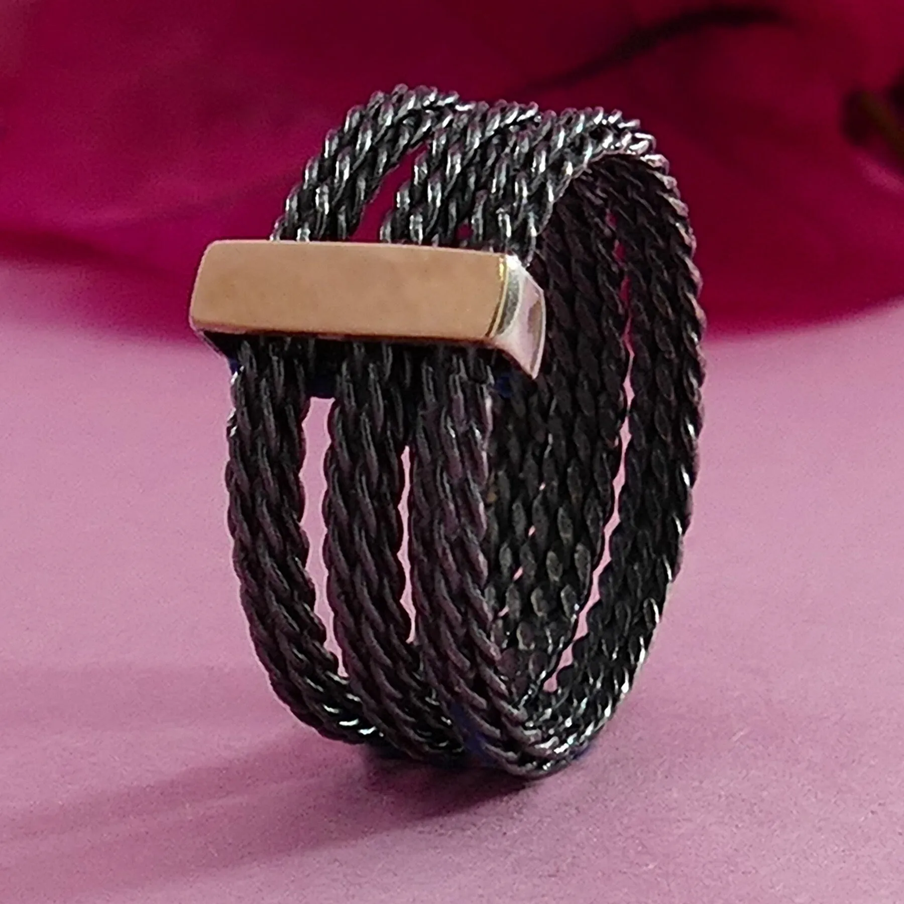SPIRA Unique Handcrafted Contemporary Design Two Tone Solid 9k Rose Gold & 925 Sterling Silver Stackable Ring,Mixed metal ring,Bohemian ring