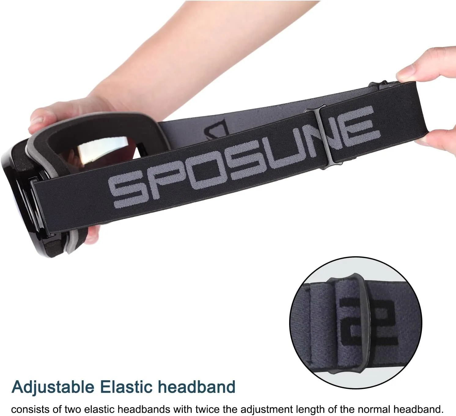 SPOSUNE Ski Goggles Over Glasses with Dual lens, Anti-fog Anti-UV Snow Goggle for Men Women Youth Skiing Snowmobile