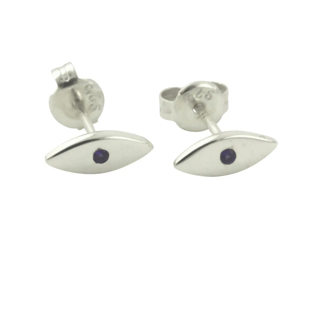 Sterling Mini Blue Eye Stud Earrings