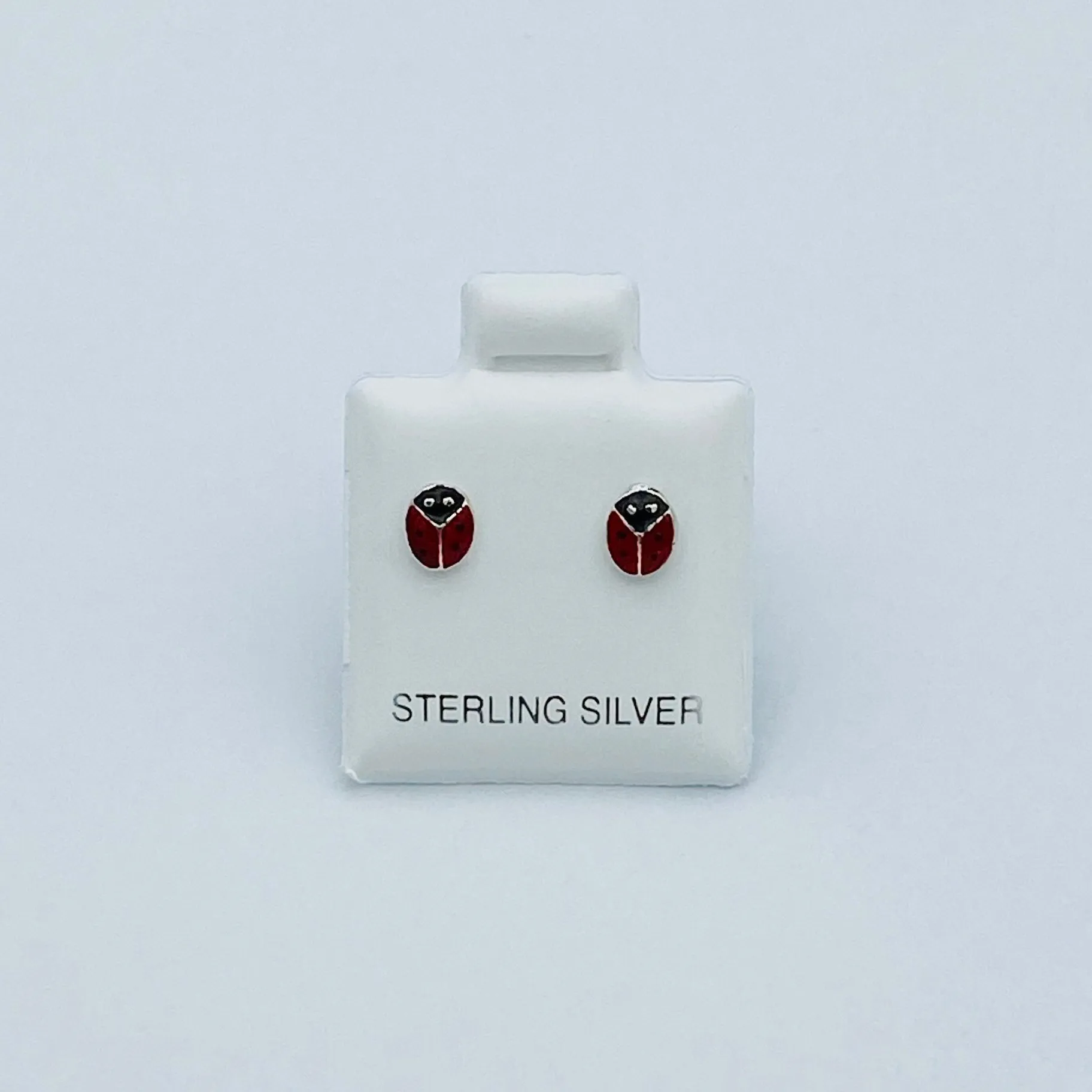 Sterling Silver Ladybug Earrings with Red and Black Enamel, Silver Earrings, Stud Earrings, Lovebug Earrings