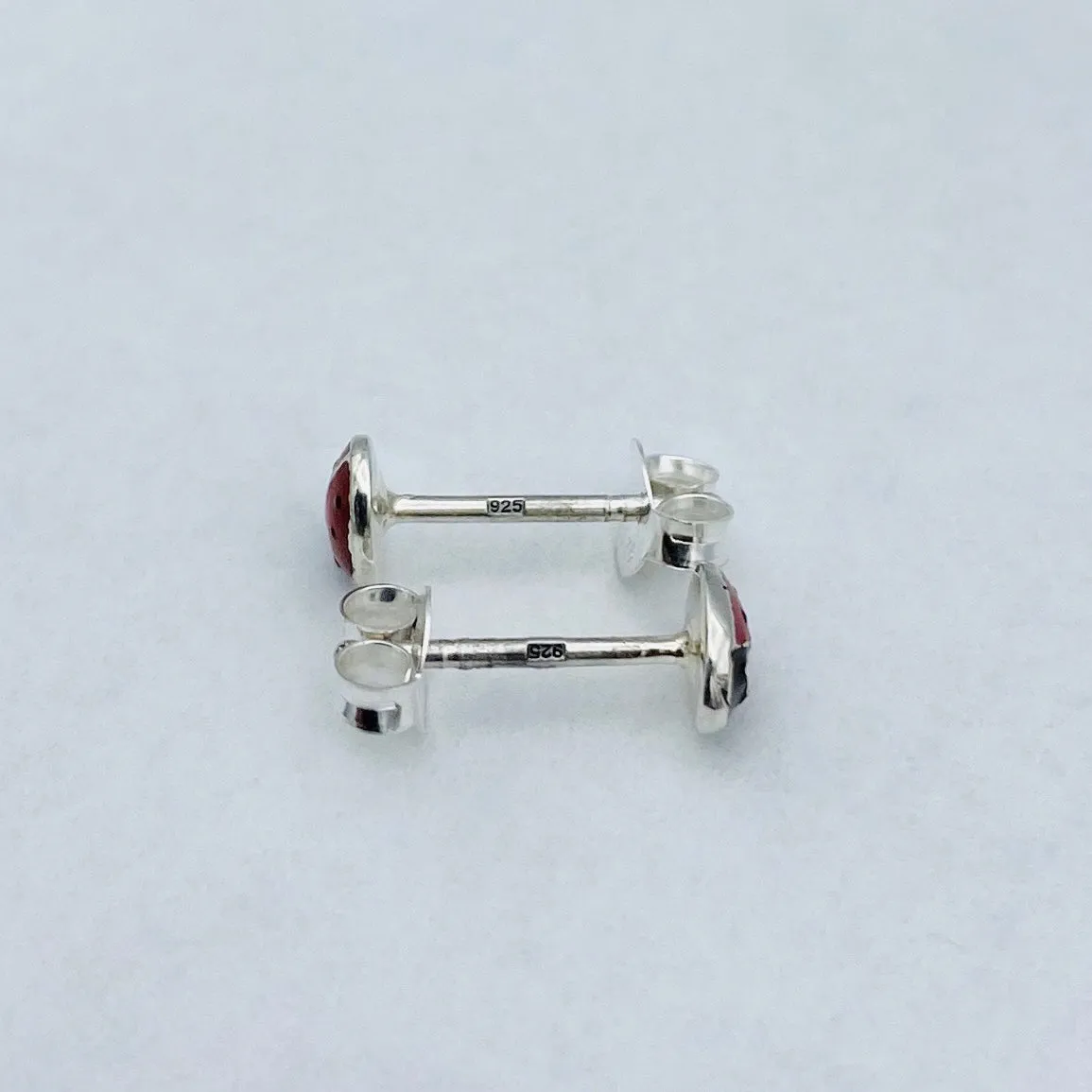 Sterling Silver Ladybug Earrings with Red and Black Enamel, Silver Earrings, Stud Earrings, Lovebug Earrings