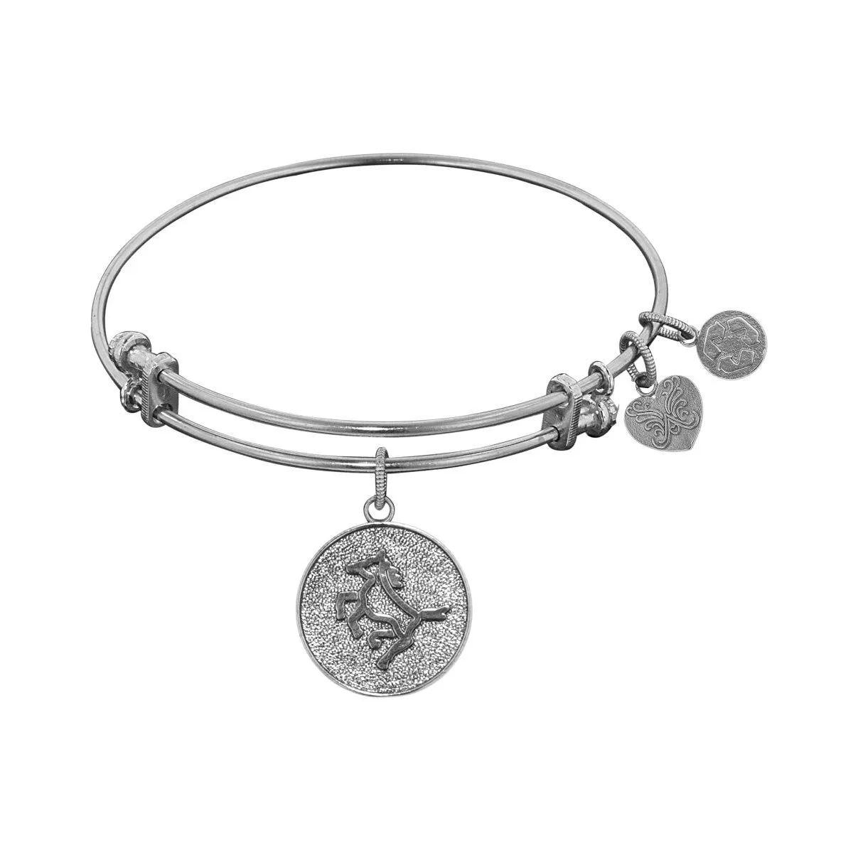 Stipple Finish Brass Horse Angelica Bangle Bracelet, 7.25"