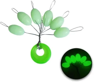 Super Big Fishing Stops Soft Silicone Luminous Glow Fishing Bobber Stopper,6 in 1 Beads Float Sinker Stops