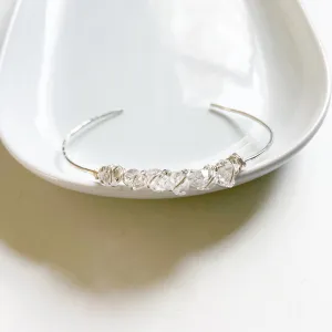The Queen - Herkimer Diamond Sterling Silver or Gold Filled Adjustable Bangle