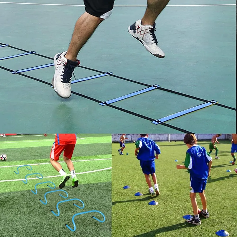 TNZMART Agility Ladder and Disc Cones Training Set Adjustable Rungs Training Ladder with 10 Plastic Sport Cones for Training