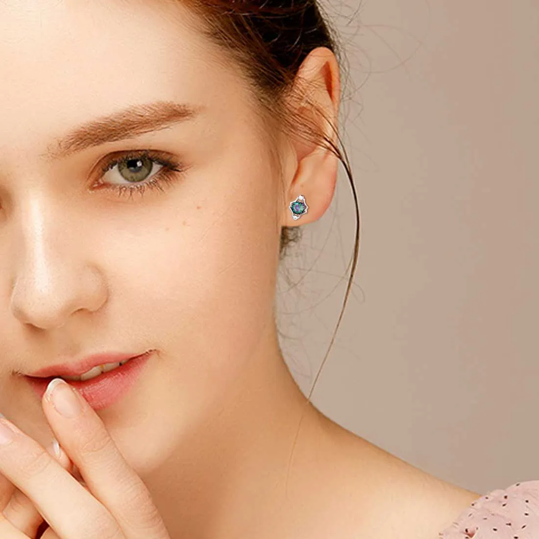 Tokyo Mart Gemini Stud Earrings Women Girls Constellation Jewelry Mystic Topaz Sterling Silver