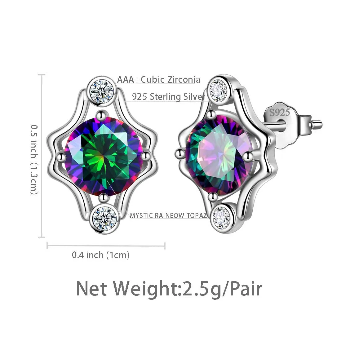 Tokyo Mart Gemini Stud Earrings Women Girls Constellation Jewelry Mystic Topaz Sterling Silver