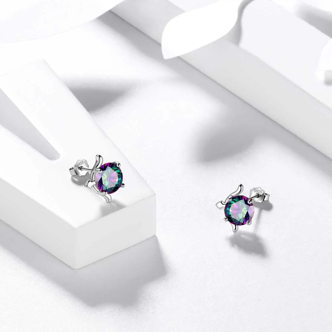 Tokyo Mart Sagittarius Stud Earrings Women Girls Constellation Jewelry Mystic Topaz Sterling Silver