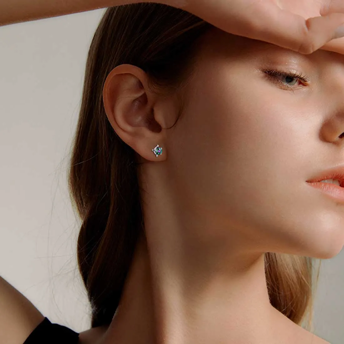 Tokyo Mart Sagittarius Stud Earrings Women Girls Constellation Jewelry Mystic Topaz Sterling Silver