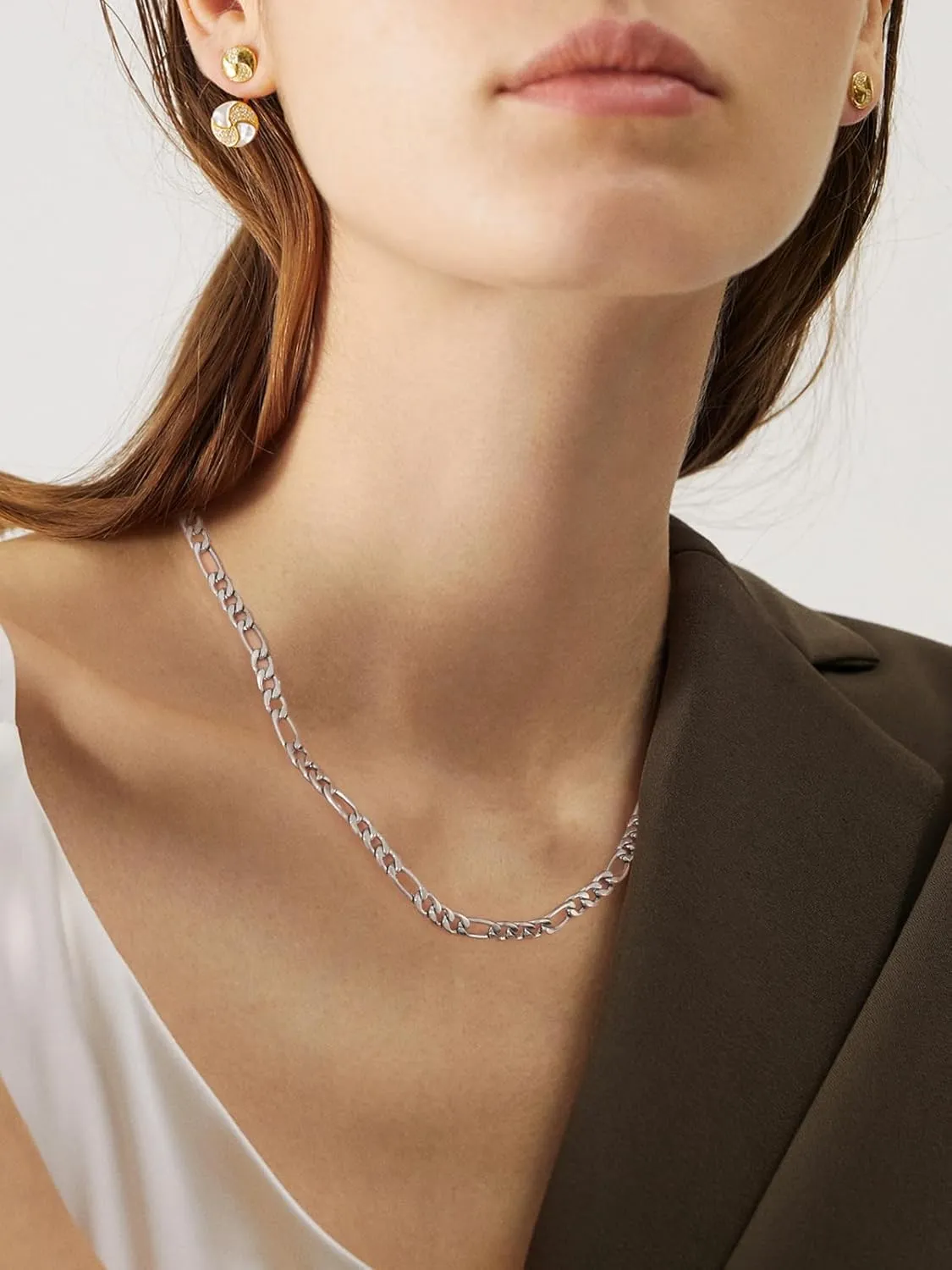 U7 Figaro Chain, Twisted Rope Chain, Men Stainless Steel Necklace,3mm,5mm,6mm,9mm 18K Gold Plated Chains Necklaces for Men Women 16"-30"