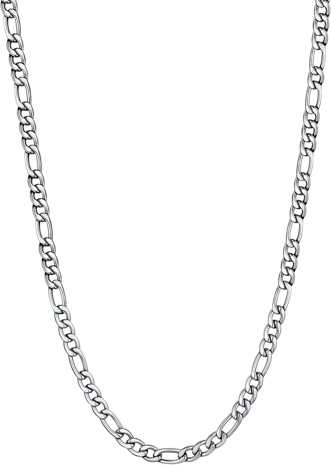 U7 Figaro Chain, Twisted Rope Chain, Men Stainless Steel Necklace,3mm,5mm,6mm,9mm 18K Gold Plated Chains Necklaces for Men Women 16"-30"