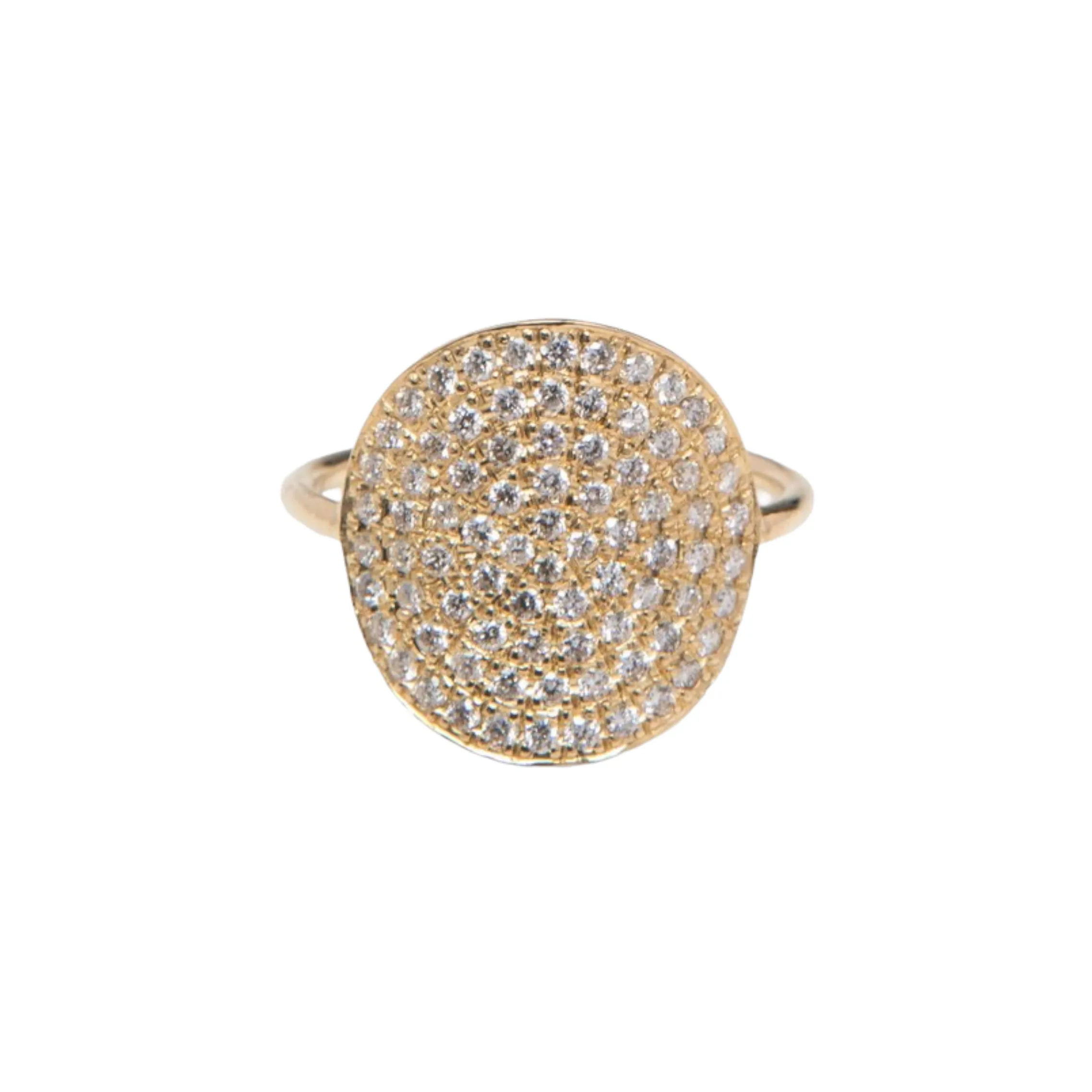 WD142 14KT Curved Pave Diamond Disk Ring