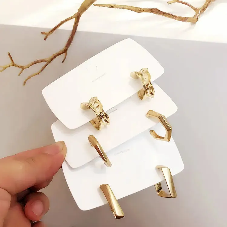 Women Circle Hoop Golden Metal Earrings