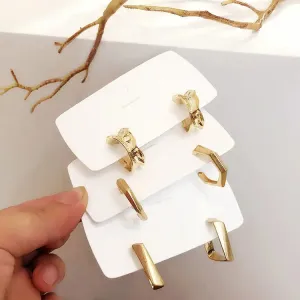 Women Circle Hoop Golden Metal Earrings