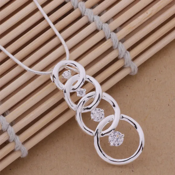 Women's Silver 925 Pendant with Inlaid Stones