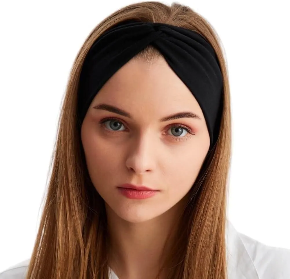 Women's Stretchy Twist Headbands, Solid Color, Non-Slip for Yoga, Workout, Running