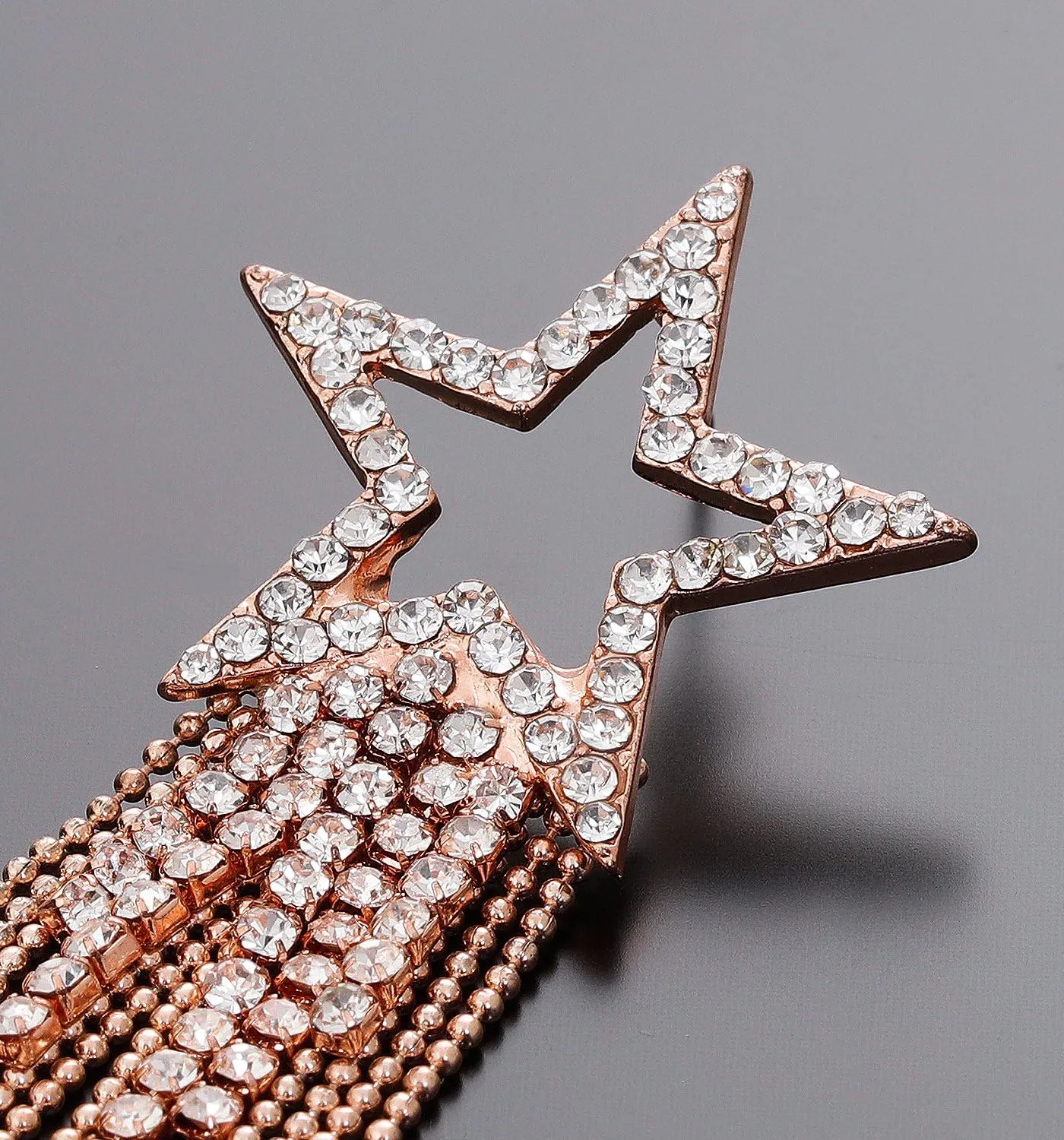 Womens Tassel Earrings Star Ear Stud Pave Crystal Dangle Earrings Boho Waterfall Beaded Fringe Drop Earring
