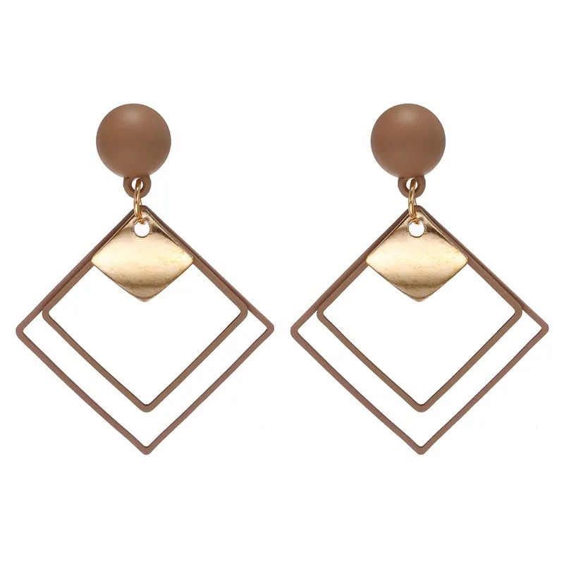 Women's Vintage Geometric Acrylic Drop Earrings with Irregular Shape