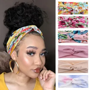 XTREND 6 Pcs Women's Headbands Twisted Cross Elastic Head Bands Yoga Workout Headband Non-Slip Sweat Soft Headbands Solid Color Simple Versatile Hair Accessory Hairbands