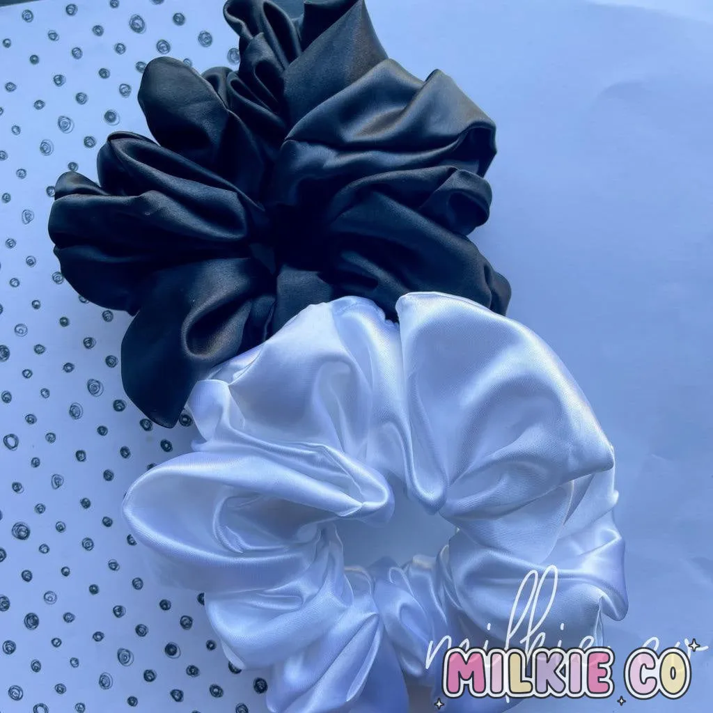 XXL White Satin Scrunchie